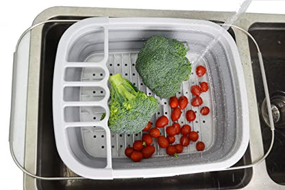SAMMART 8L Expandable & Collapsible Plastic Dish Drainer - Foldable Drying Rack - Portable Dinnerware Organizer - Space Saving Kitchen Storage Tray