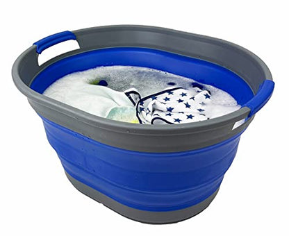 SAMMART 23L (6 Gallons) Collapsible Plastic Laundry Basket - Oval Tub/Basket - Foldable Storage Container/Organizer - Portable Washing Tub - Space Saving Laundry Hamper