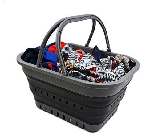SAMMART 19L Collapsible Tub with Handle - Portable Outdoor Picnic Basket/Crater - Foldable Shopping Bag - Space Saving Storage Container