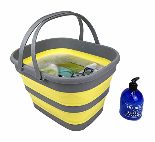 SAMMART 17L (4.5 Gallon) Collapsible Basket with Handle - Portable Outdoor Picnic Basket/Crater - Foldable Shopping Bag - Space Saving Storage Container