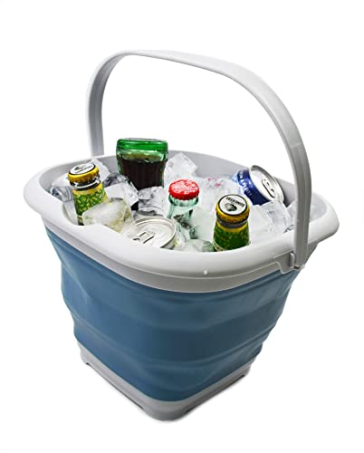 SAMMART 8.5L Collapsible Square Handy Bucket/Foldable SquareWater Pail/Portable Tub with Handle. Size 31x31cm