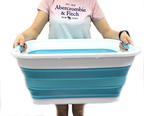 SAMMART 42L Collapsible Plastic Laundry Basket - Foldable Pop Up Storage Container/Organizer - Portable Washing Tub - Space Saving Hamper/Basket/Basin