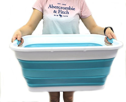 SAMMART 42L Collapsible Plastic Laundry Basket - Foldable Pop Up Storage Container/Organizer - Portable Washing Tub - Space Saving Hamper/Basket/Basin