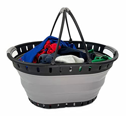 SAMMART 25L Collapsible Plastic Laundry Basket - Foldable Pop Up Storage Container/Organizer - Portable Shopping Bakset - Space Saving Hamper/Tub