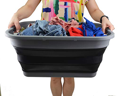 SAMMART 41L Collapsible Plastic Laundry Basket - Foldable Pop Up Storage Container/Organizer - Space Saving Hamper/Basket, Water capacity: 32L