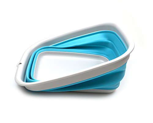 SAMMART 9.45L Collapsible Tub - Foldable Dish Tub - Portable Washing Basin - Space Saving Plastic Washtub