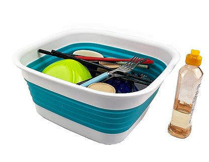 SAMMART 8L Collapsible Tub - Foldable Dish Tub - Portable Washing Basin - Space Saving Plastic Washtub