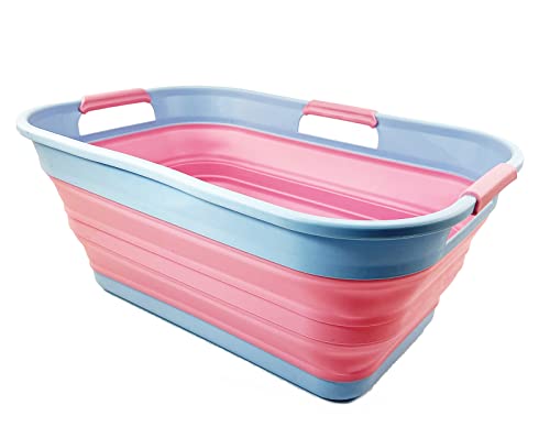 SAMMART 21L Collapsible Plastic Storge Basket - Foldable Pop Up Storage Container/Organizer - Portable Washing Tub - Space Saving Hamper/Basket