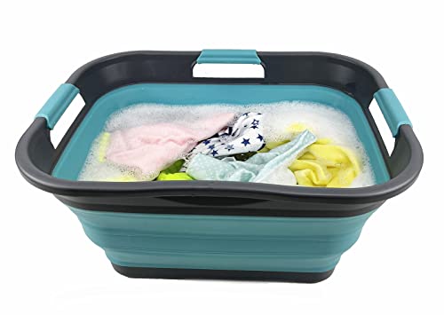 SAMMART 30L Collapsible Plastic Laundry Basket - Foldable Pop Up Storage Container/Organizer - Portable Washing Tub - Water capacity: 24L