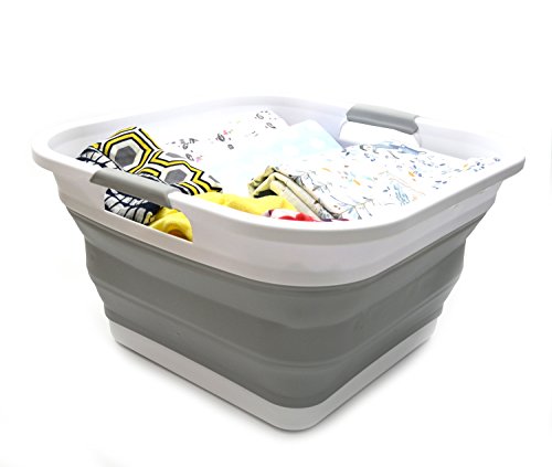 SAMMART Collapsible Plastic Laundry Basket - Square Tub/Basket - Foldable Storage Container/Organizer - Portable Washing Tub - Space Saving Laundry Hamper