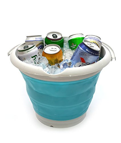 SAMMART 2 pcs Set : 31L Collapsible Plasic Laundry Basket & 10L Collapsible Bucket/Waterpot