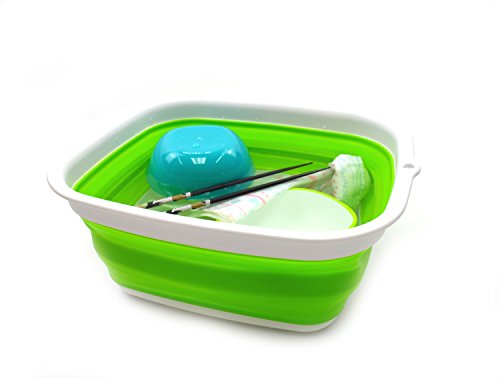 SAMMART Set of 2-7.7L Collapsible Tub - Foldable Dish Tub - Portable Washing Basin - Space Saving Plastic Washtub