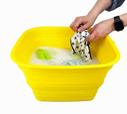 SAMMART 15L Collapsible Tub - Foldable Dish Tub - Portable Washing Basin - Space Saving Plastic Washtub