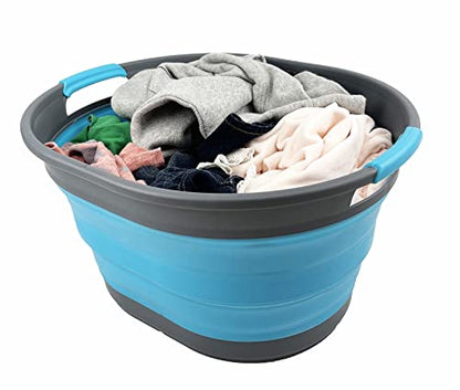 SAMMART 23L (6 Gallons) Collapsible Plastic Laundry Basket - Oval Tub/Basket - Foldable Storage Container/Organizer - Portable Washing Tub - Space Saving Laundry Hamper