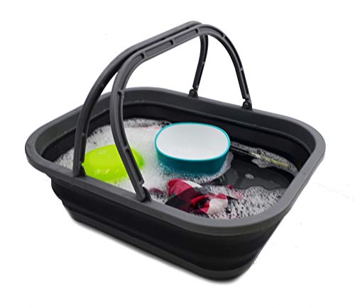 SAMMART 12L Collapsible Tub with Handle - Portable Outdoor Picnic Basket/Crater - Foldable Shopping Bag - Space Saving Storage Container