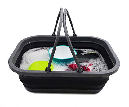 SAMMART 12L Collapsible Tub with Handle - Portable Outdoor Picnic Basket/Crater - Foldable Shopping Bag - Space Saving Storage Container