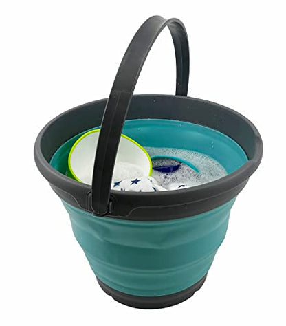 SAMMART 10L Collapsible Plastic Bucket - Foldable Round Tub - Portable Fishing Water Pail - Space Saving Outdoor Waterpot. Size 31cm Dia