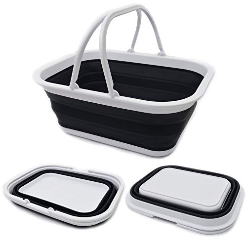 SAMMART 15.5L Collapsible Tub with Handle - Portable Outdoor Picnic Basket/Crater - Foldable Shopping Bag - Space Saving Storage Container