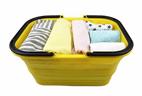 SAMMART 12L Collapsible Tub with Handle - Portable Outdoor Picnic Basket/Crater - Foldable Shopping Bag - Space Saving Storage Container