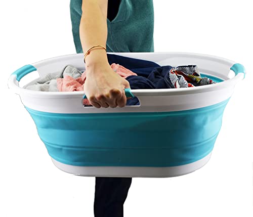 SAMMART 44L Collapsible Plastic Laundry Basket - Foldable Pop Up Storage Container/Organizer - Portable Washing Tub - Space Saving Hamper/Basket - Water Capacity: 35L