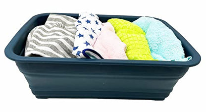 SAMMART 7L Collapsible Tub - Foldable Dish Tub - Portable Washing Basin - Space Saving Plastic Washtub