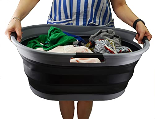 SAMMART 44L Collapsible Plastic Laundry Basket - Foldable Pop Up Storage Container/Organizer - Portable Washing Tub - Space Saving Hamper/Basket - Water Capacity: 35L