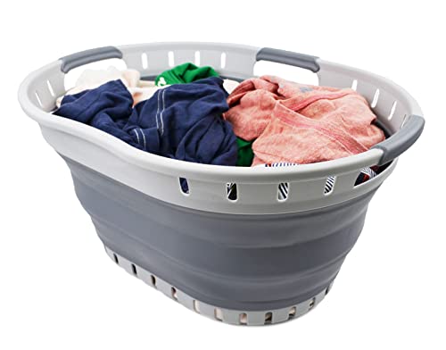 SAMMART 25L Collapsible Plastic Laundry Basket - Foldable Pop Up Storage Container/Organizer - Portable Washing Tub - Space Saving Hamper/Basket
