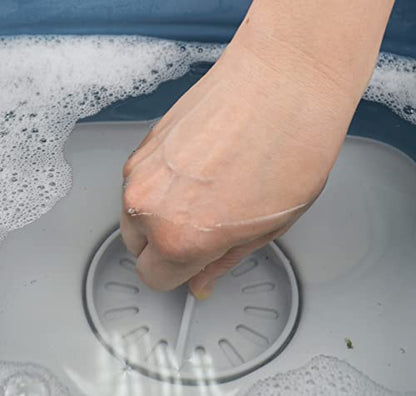 SAMMART 7.5L Collapsible Plastic Dishpan with Draining Plug - Foldable Washing Basin - Portable Dish Washing Tub - Space Saving