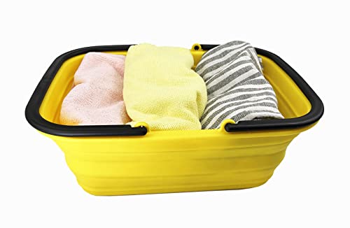 SAMMART 9.2L Collapsible Tub with Handle - Portable Outdoor Picnic Basket/Crater - Foldable Shopping Bag - Space Saving Storage Container