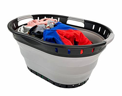 SAMMART 25L Collapsible Plastic Laundry Basket - Foldable Pop Up Storage Container/Organizer - Portable Washing Tub - Space Saving Hamper/Basket