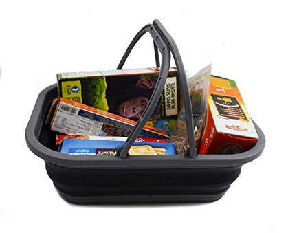 SAMMART 12L Collapsible Tub with Handle - Portable Outdoor Picnic Basket/Crater - Foldable Shopping Bag - Space Saving Storage Container