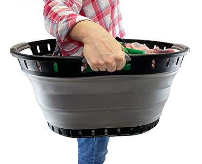 SAMMART 25L Collapsible Plastic Laundry Basket - Foldable Pop Up Storage Container/Organizer - Portable Washing Tub - Space Saving Hamper/Basket