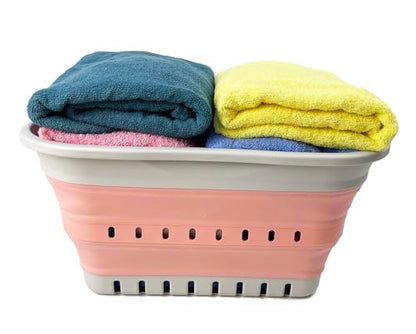 SAMMART Collapsible Plastic Rectangular Laundry Basket - Foldable Pop Up Storage Container/Organizer - Portable Laundry Hamper- Space Saving
