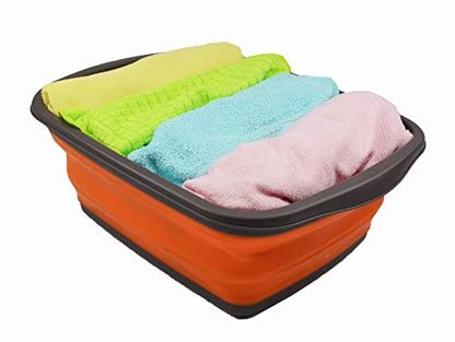 SAMMART 10L Collapsible Tub - Foldable Dish Tub - Portable Washing Basin - Space Saving Plastic Washtub