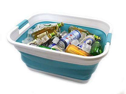 SAMMART 41L Collapsible Plastic Laundry Basket-Foldable Pop Up Storage Container/Organizer-Portable Washing Tub-Space Saving Hamper, Water capacity 32L