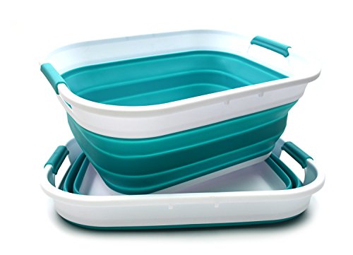 SAMMART 19.5L Set of 2 Collapsible Plastic Laundry Basket - Foldable Pop Up Storage Container - Portable Washing Basket - Space Saving Hamper