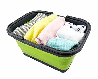 New SAMMART 12L Collapsible Tub with Handle - Portable Outdoor Picnic Basket/Crater - Foldable Shopping Bag - Space Saving Storage Container