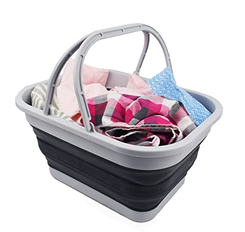 SAMMART 19L Collapsible Tub with Handle - Portable Outdoor Picnic Basket/Crater - Foldable Shopping Bag - Space Saving Storage Container