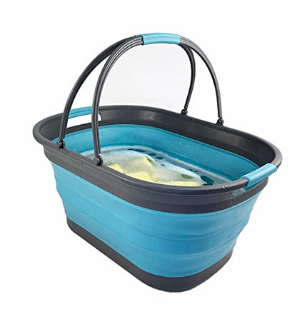 SAMMART 38L Collapsible Plastic Laundry Basket - Foldable Storage Container/Organizer - Portable Washing Tub - Space Saving Laundry Hamper