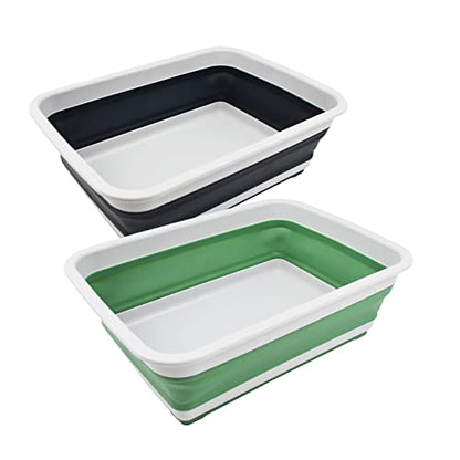 SAMMART 8L Collapsible Tub - Foldable Dish Tub - Portable Washing Basin - Space Saving Plastic Washtub