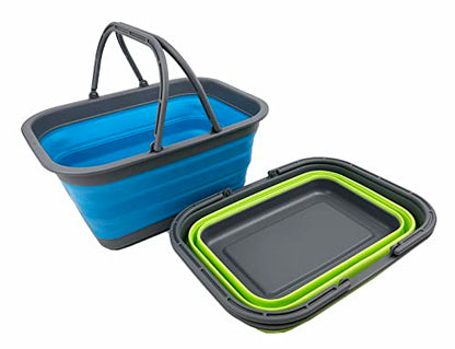 New SAMMART 12L Collapsible Tub with Handle - Portable Outdoor Picnic Basket/Crater - Foldable Shopping Bag - Space Saving Storage Container