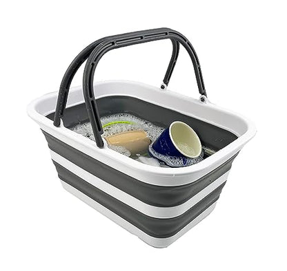 SAMMART - 12L Collapsible Tub with Handle - Portable Outdoor Picnic Basket/Crater - Foldable Shopping Bag - Space Saving Storage Container
