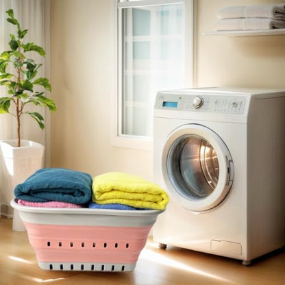 SAMMART Collapsible Plastic Rectangular Laundry Basket - Foldable Pop Up Storage Container/Organizer - Portable Laundry Hamper- Space Saving