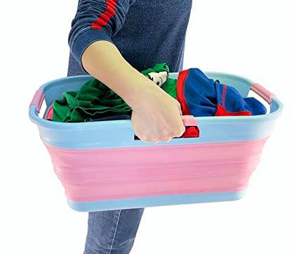 SAMMART 21L Collapsible Plastic Storge Basket - Foldable Pop Up Storage Container/Organizer - Portable Washing Tub - Space Saving Hamper/Basket