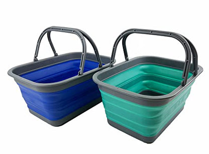 SAMMART SAMMART 12L Collapsible Tub with Handle - Portable Outdoor Picnic Basket/Crater - Foldable Shopping Bag - Space Saving Storage Container