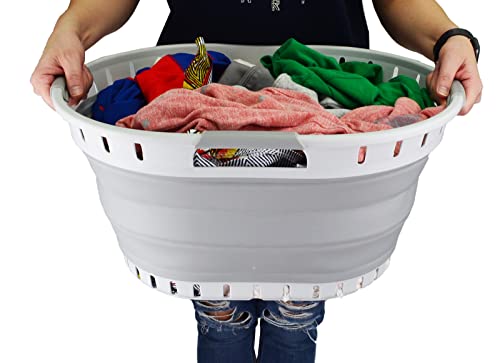 SAMMART 25L Collapsible Plastic Laundry Basket - Foldable Pop Up Storage Container/Organizer - Portable Washing Tub - Space Saving Hamper/Basket