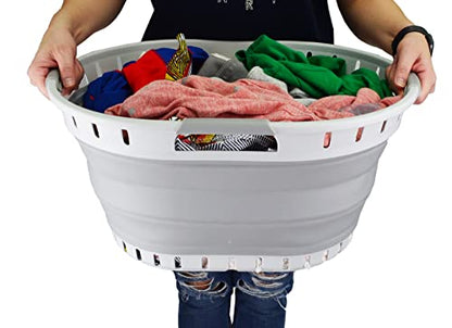 SAMMART 25L Collapsible Plastic Laundry Basket - Foldable Pop Up Storage Container/Organizer - Portable Washing Tub - Space Saving Hamper/Basket