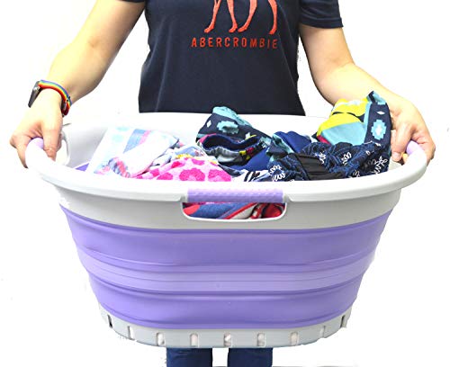 SAMMART 41L (10.8 Gallon) Collapsible Plastic Laundry Basket - Foldable Pop Up Storage Container/Organizer - Portable Washing Tub - Space Saving Hamper/Basket