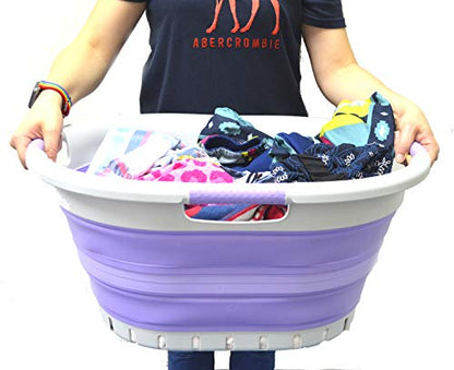 SAMMART 41L (10.8 Gallon) Collapsible Plastic Laundry Basket - Foldable Pop Up Storage Container/Organizer - Portable Washing Tub - Space Saving Hamper/Basket