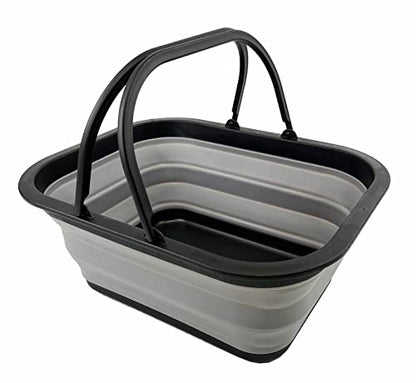 SAMMART 15L Collapsible Basket with Handle - Foldable Outdoor Picnic Basket/Crater/Shopping Bag - Portable Container - Space Saving Storage